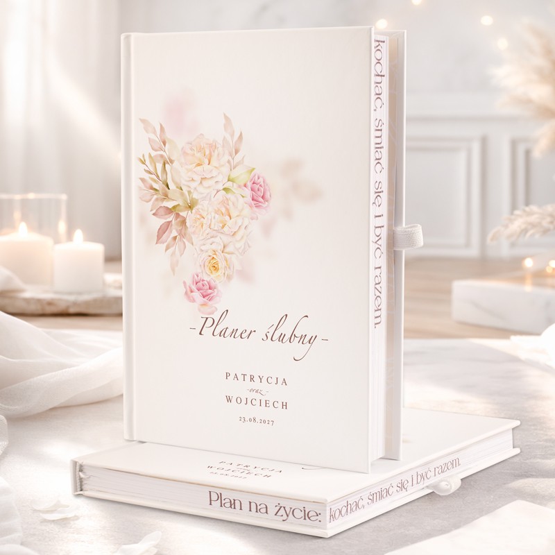 planer slubny z romantycznym wzorem
