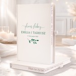 planer slubny w motywie butelkowej zieleni