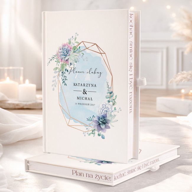 Personalizowany planer slubny z imieniem w kolorze błękitu