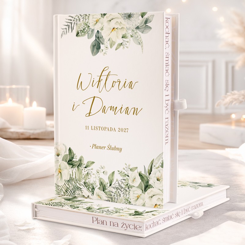 Ślubny planer biale kwiaty