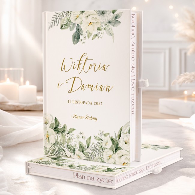 Ślubny planer biale kwiaty