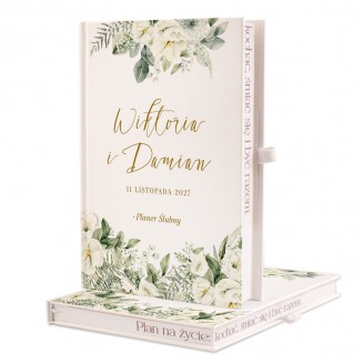 Planer ślubny z motywem białych kwiatów