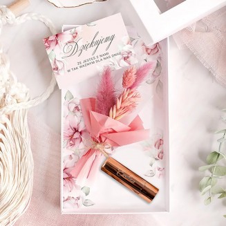 Pudełko dla świadkowej. Bukiet suszonych kwiatów. Oryginalne podziękowanie dla kobiety.