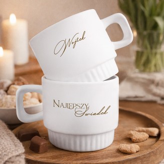 KUBEK Ryflowany Filiżanka z Imieniem Prezent dla Świadka