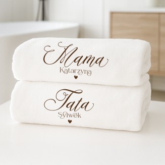 KOMPLET Ręczników Personalizowanych Wspólny Prezent dla Rodziców
