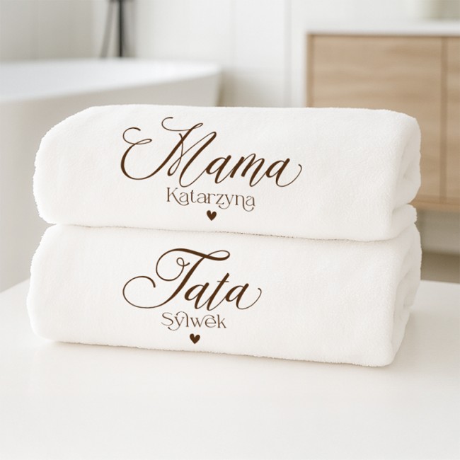 KOMPLET Ręczników Personalizowanych Wspólny Prezent dla Rodziców