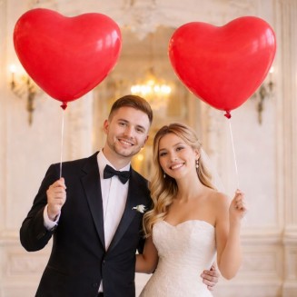 czerwone balony serca na ślub