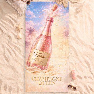 Ręcznik Champagne Queen dla Panny Młodej sprawdzi się na panieński wyjazd, plażę i podróż poślubną.