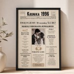 Plakat w ramie na perłową rocznicę ślubu.