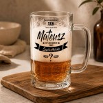 Personalizowany kufel do piwa z napisem „Ona powiedziała TAK. IMIĘ, czy zostaniesz moim świadkiem?”