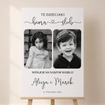 Personalizowany plakat ślubny ze zdjęciami z dzieciństwa Pary Młodej.