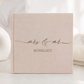KSIĘGA ALBUM welurowa okładka grawerowany napis Mrs&Mr
