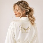 SZLAFROK Satynowy Personalizowany Bride z Imieniem i Serduszkiem
