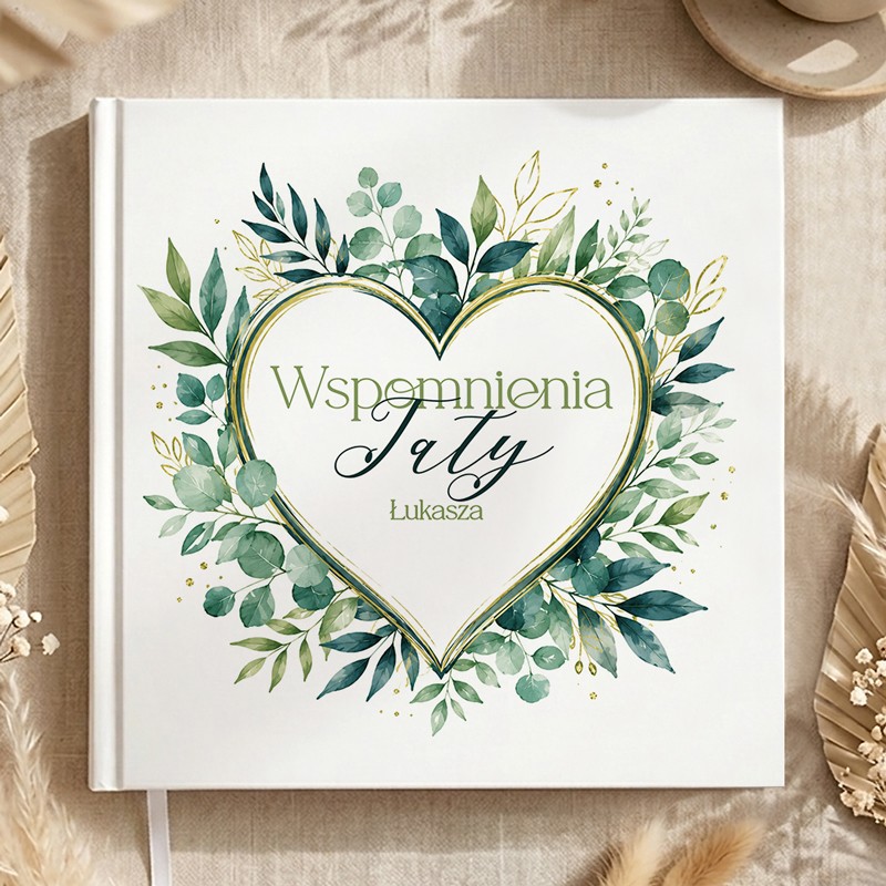 Personalizowana Księga na Wspomnienia Taty z zieloną okładką i imieniem to wyjątkowa książka wspomnień dla taty.