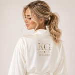 Szlafrok satynowy biały z inicjałami