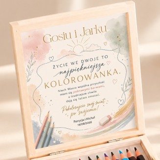 Pudełko na pieniądze z życzeniami dla Pary Młodej.