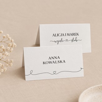 Personalizowana winietka ślubna z imieniem i nazwiskiem gościa oraz imionami Pary Młodej i napisem wzięli ślub.