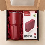 ZESTAW Prezentowy dla Świadkowej Kubek Termiczny Powerbank Burgundowa Klasyka