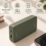 Zielony powerbank Hama 10000 mAh z USB-C i USB-A jako praktyczny element zestawu prezentowego dla świadka lub świadkowej.