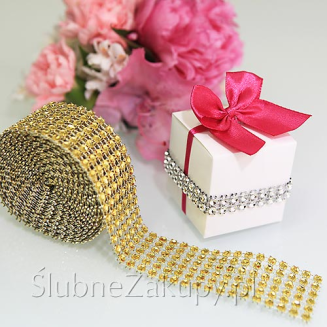 TAŚMA dekoracyjna srebrne/złote diamenty 3cmx2,3m