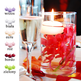 Świeczki dekoracyjne pływające na wodzie, idealna dekoracja na stoły weselne do wazonów z wodą