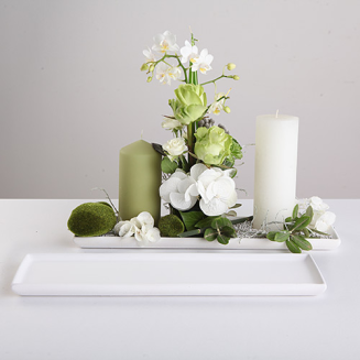 PODSTAWKA biała na świece i kwiaty DŁUGA 11x43cm
