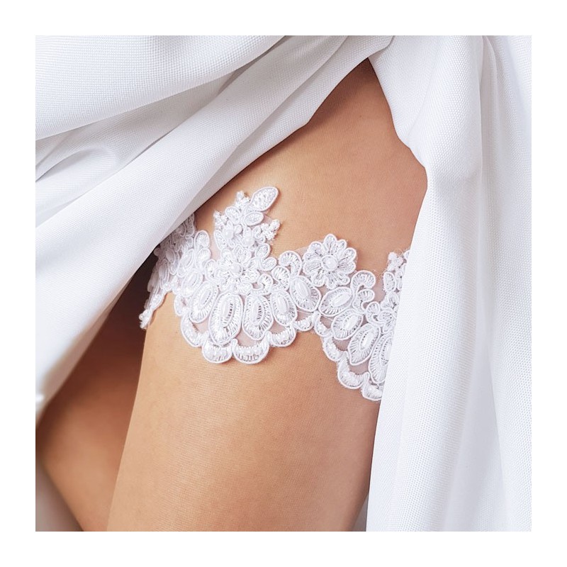 PODWIĄZKA koronkowa wyszywana Perełkami