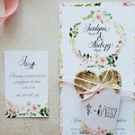 Zaproszenie ślubne personalizowane Brzozowe Serduszko Kwiatowe