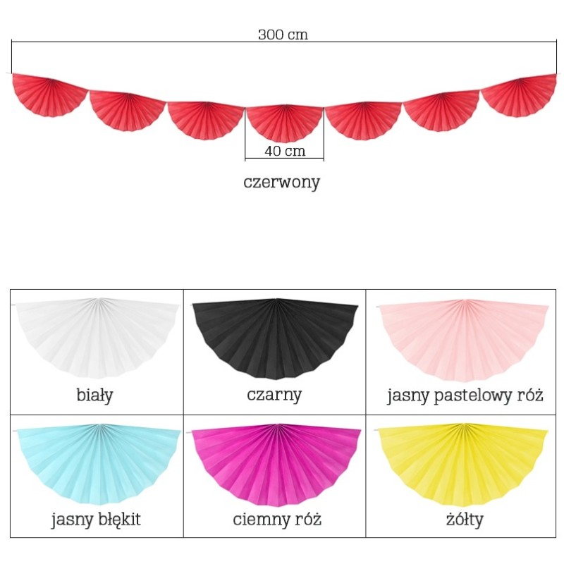 Girlanda dekoracyjna z rozetami 3m różne kolory