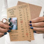 SAVE THE DATE - zawiadomienie dla gości o dacie ślubu wykonane na kraftowym papierze. Doskonały dodatek ślubny.