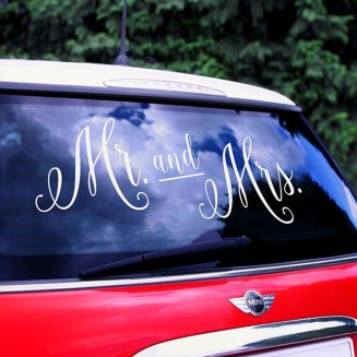 NAKLEJKA na ślubne auto Mr&Mrs