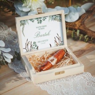PREZENT dla świadka w drewnianym pudełku CZEKOLADOWE CYGARO Boho Wedding