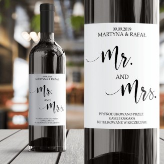 ETYKIETA na wino Mr.&Mrs. prezent dla Pary Młodej