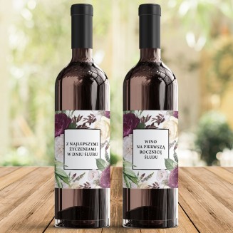 SKRZYNIA na 2 wina prezent dla Pary Młodej Dzikie Róże BIAŁE (+etykiety)