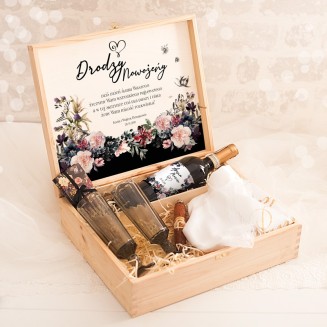 Drewniana skrzynka luksusowy personalizowany prezent na ślub dla nowożeńców Tajemniczy Ogród
