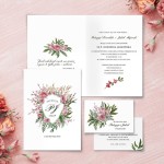 ZAPROSZENIE ślubne personalizowane Różowe Kwiaty