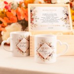 Skrzynka z kubkami kreatywny prezent na ślub dla pary młodej Barwy Jesieni