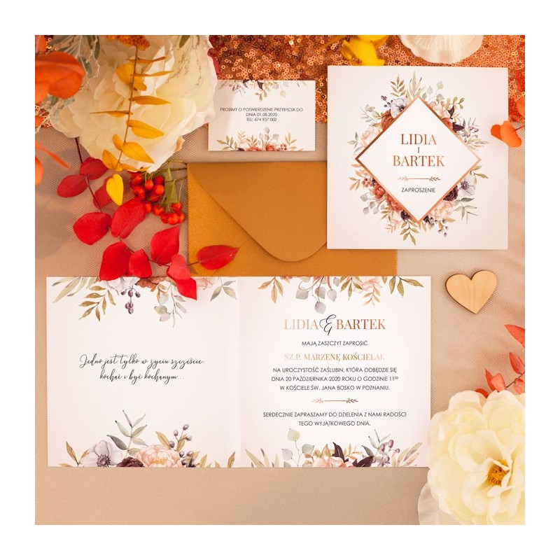 ZAPROSZENIE ślubne personalizowane Barwy Jesieni