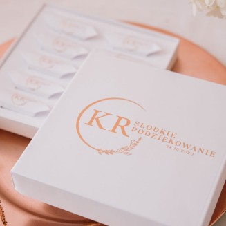 BOMBONIERKA z krówkami Kolekcja Modern SŁODKIE PODZIĘKOWANIE personalizowana
