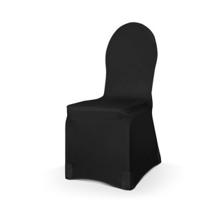 Pokrowiec na krzesło w czarnym kolorze. Wykonany z matowego materiału.