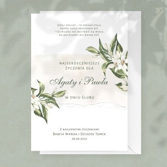 Kartka okolicznościowa weselna z najlepszymi życzeniami dla młodej pary - kartka personalizowana na ślub