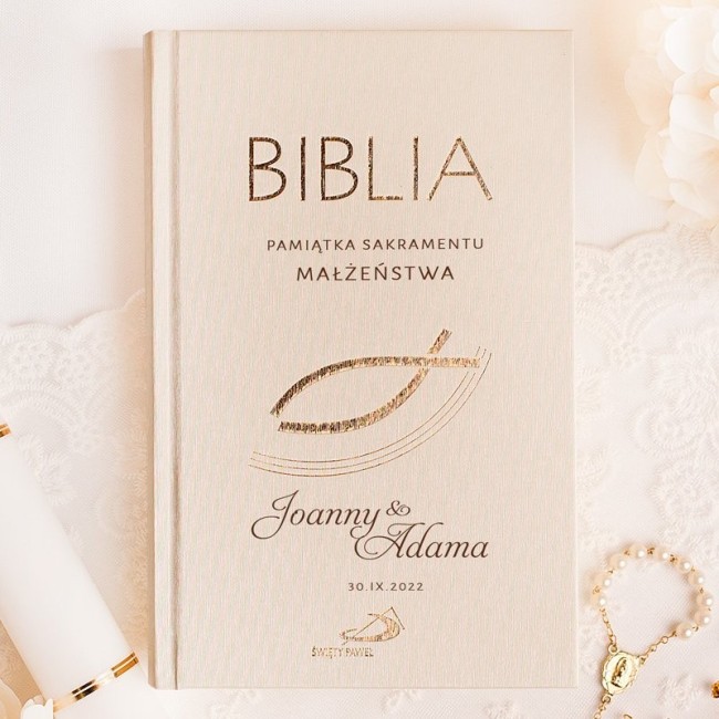 Pismo Święte personalizowane dla nowożeńców prezent na ślub - biblia z dedykacją