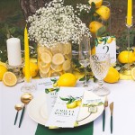 Dekoracja stołu weselnego z motywem kolekcji ślubnej Słoneczna Cytryna