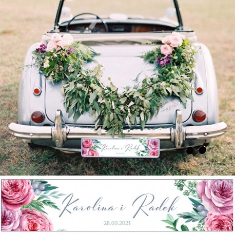 dekoracje samochodu ślubnego żywe kwiaty